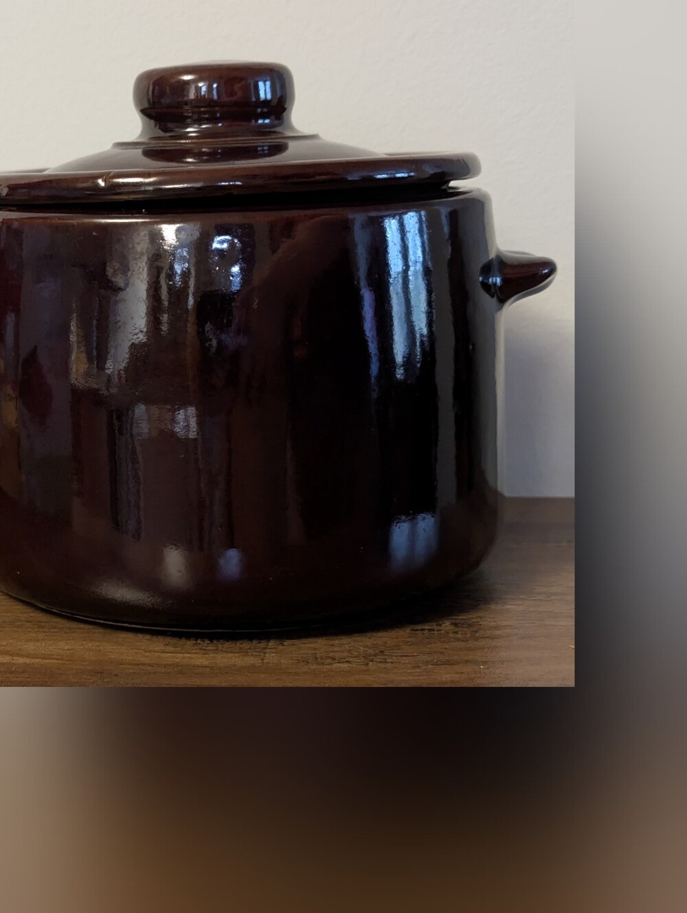 Vintage Dark Brown Bean Pot USA Ceramic Cookie Jar Rustic Farmhouse Cottagecore